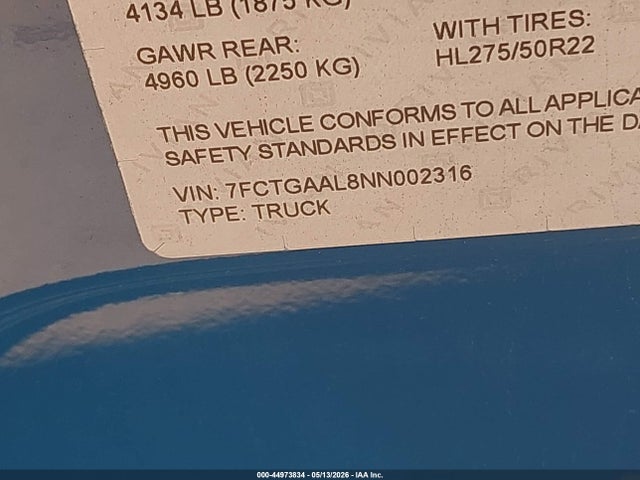 Rivian R1t Launch Edition 2022 7FCTGAAL8NN002316 Image 9