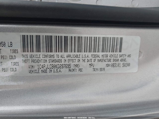 Aukcja sprzedaży 2019 Jeep Cherokee Latitude Fwd, vin: 1C4PJLCB0KD297695, numer aukcji: 44973842
