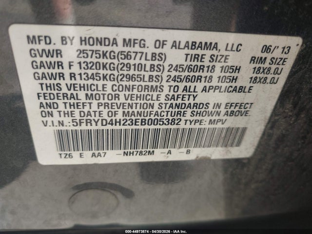 Продаж на аукціоні авто 2014 Acura Mdx, vin: 5FRYD4H23EB005382, номер лоту: 44973874
