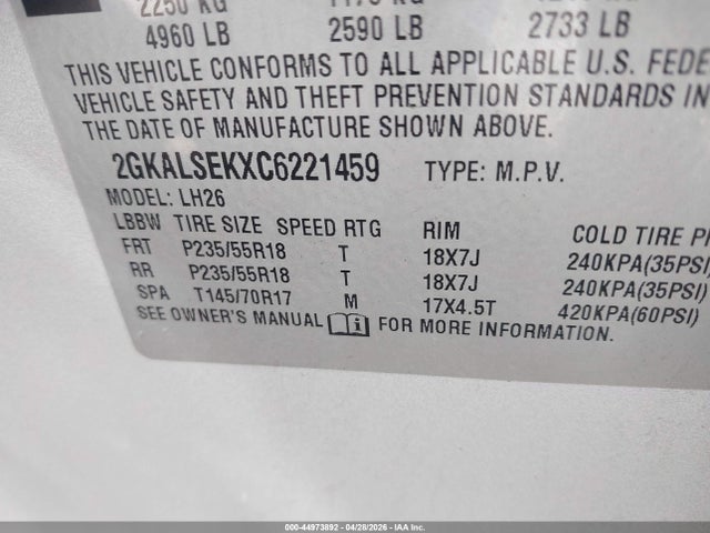 Продажа на аукционе авто 2012 Gmc Terrain Sle-2, vin: 2GKALSEKXC6221459, номер лота: 44973892