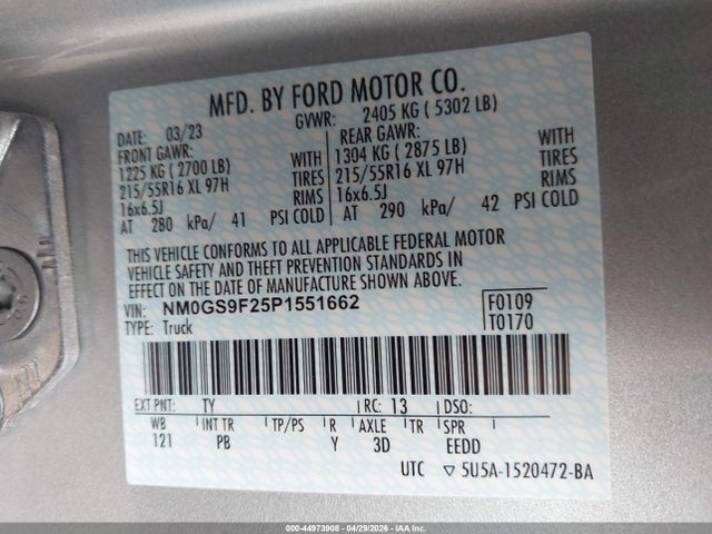 Aukcja sprzedaży 2023 Ford Transit Connect Xlt Passenger, vin: NM0GS9F25P1551662, numer aukcji: 44973908