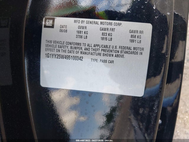 2009 Chevrolet Corvette მანქანა იყიდება აუქციონზე, vin: 1G1YY25W495100342, აუქციონის ნომერი: 44973922