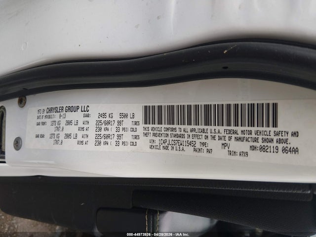 Aukcja sprzedaży 2014 Jeep Cherokee Latitude, vin: 1C4PJLCS7EW115452, numer aukcji: 44973926