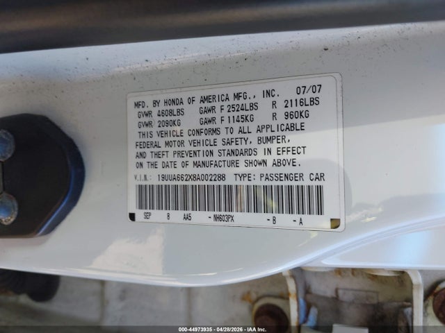 Продаж на аукціоні авто 2008 Acura Tl 3.2, vin: 19UUA662X8A002288, номер лоту: 44973935