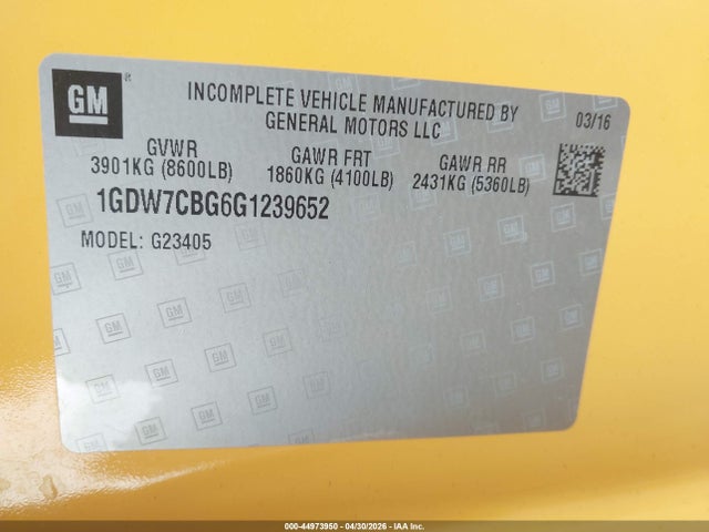 Продажа на аукционе авто 2016 Gmc Savana 2500 Work Van, vin: 1GDW7CBG6G1239652, номер лота: 44973950
