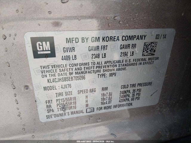 44973953 :رقم المزاد ، KL4CJHSB5EB705096 vin ، 2014 Buick Encore Premium مزاد بيع