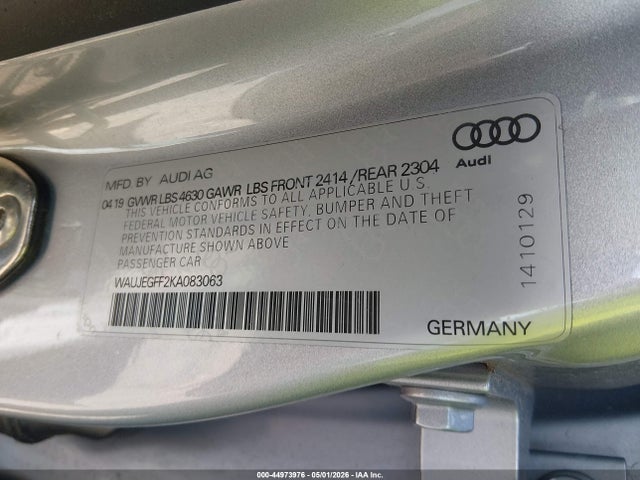 Aukcja sprzedaży 2019 Audi A3 45 Premium, vin: WAUJEGFF2KA083063, numer aukcji: 44973976