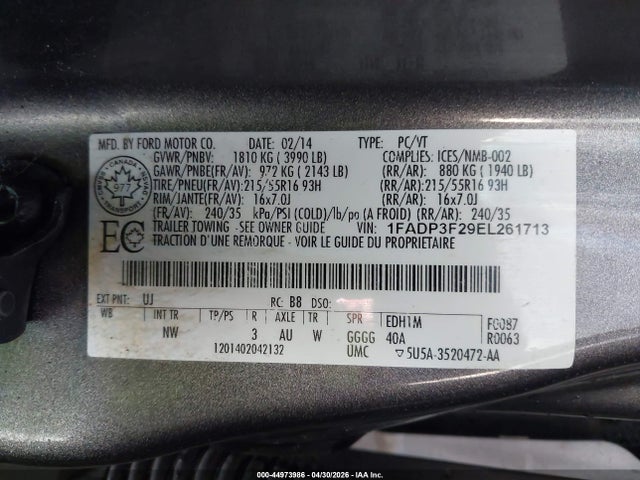 Aukcja sprzedaży 2014 Ford Focus Se, vin: 1FADP3F29EL261713, numer aukcji: 44973986