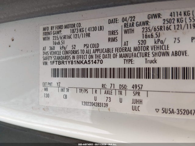 Ford Transit-250 2022 1FTBR1Y81NKA51470 Image 9