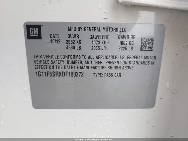 Продажа на аукционе авто 2013 Chevrolet Malibu Eco Premium Audio, vin: 1G11F5SRXDF180272, номер лота: 44974009