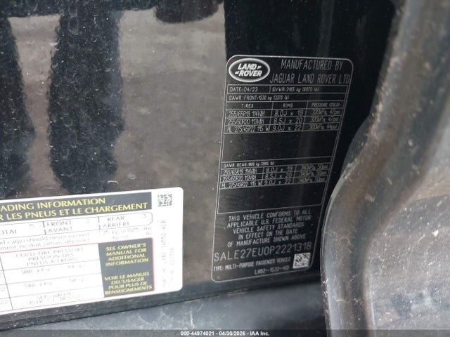 Aukcja sprzedaży 2023 Land Rover Defender 110 X-dynamic Se, vin: SALE27EU0P2221318, numer aukcji: 44974021