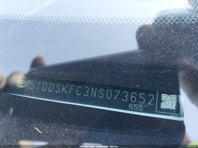 44974059 :رقم المزاد ، 5TDDSKFC3NS073652 vin ، 2022 Toyota Sienna Xse مزاد بيع