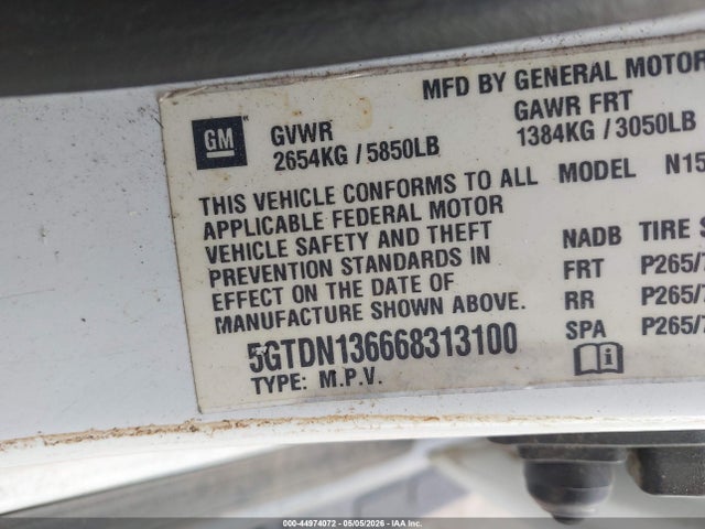 44974072 :رقم المزاد ، 5GTDN136668313100 vin ، 2006 Hummer H3 Suv مزاد بيع