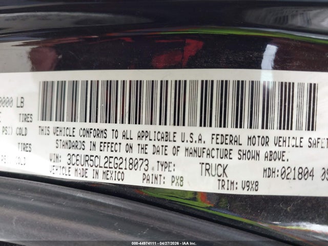 44974111 :رقم المزاد ، 3C6UR5CL2EG218073 vin ، 2014 Ram 2500 Tradesman مزاد بيع