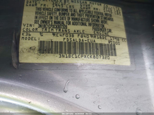 Продаж на аукціоні авто 2012 Nissan Versa 1.8 S, vin: 3N1BC1CPXCK807320, номер лоту: 44974202