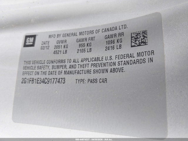 Продаж на аукціоні авто 2012 Chevrolet Camaro 1lt, vin: 2G1FB1E34C9177473, номер лоту: 44974227