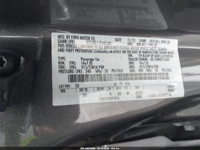 Продажа на аукционе авто 2014 Ford Focus Se, vin: 1FADP3F29EL210535, номер лота: 44974240