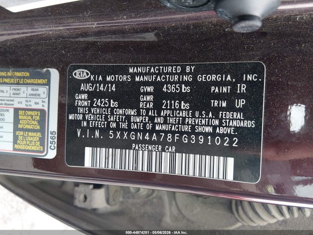 Продаж на аукціоні авто 2015 Kia Optima Ex, vin: 5XXGN4A78FG391022, номер лоту: 44974251