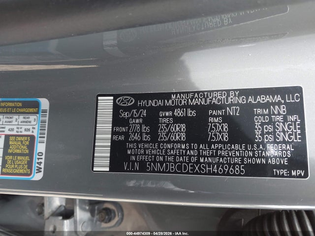 Продаж на аукціоні авто 2025 Hyundai Tucson Sel, vin: 5NMJBCDEXSH469685, номер лоту: 44974309