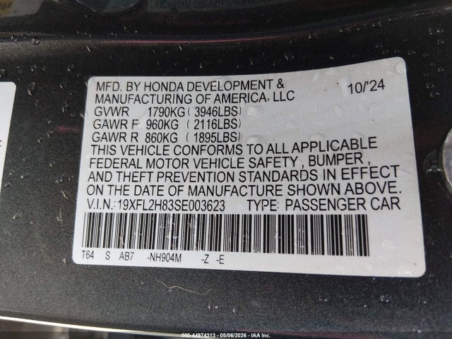 Aukcja sprzedaży 2025 Honda Civic Sedan Sport, vin: 19XFL2H83SE003623, numer aukcji: 44974313