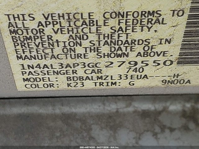 Nissan Altima 2.5 Sv 2016 1N4AL3AP3GC279550 Image 9