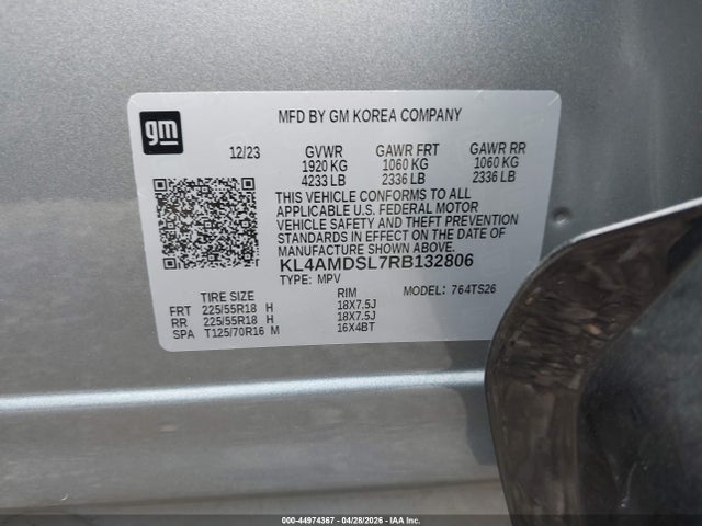 Aukcja sprzedaży 2024 Buick Encore Gx Sport Touring Fwd, vin: KL4AMDSL7RB132806, numer aukcji: 44974367
