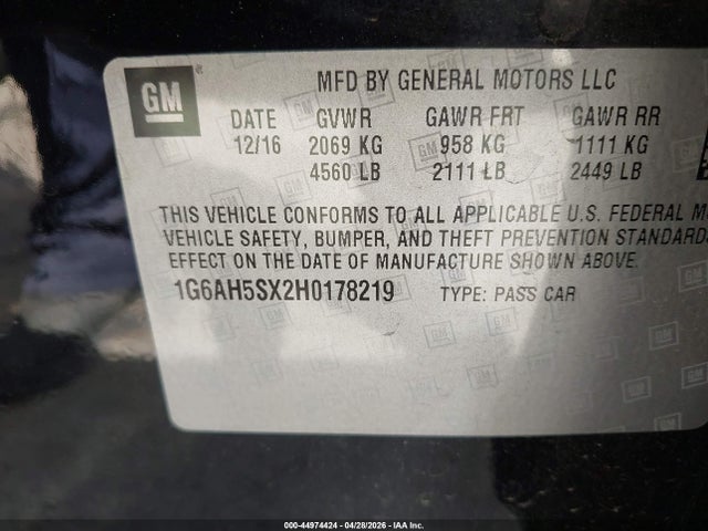 Продажа на аукционе авто 2017 Cadillac Ats Luxury, vin: 1G6AH5SX2H0178219, номер лота: 44974424