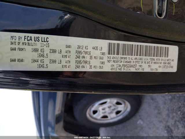 44974434 :رقم المزاد ، 1C4NJPBA5GD600257 vin ، 2016 Jeep Patriot Sport مزاد بيع