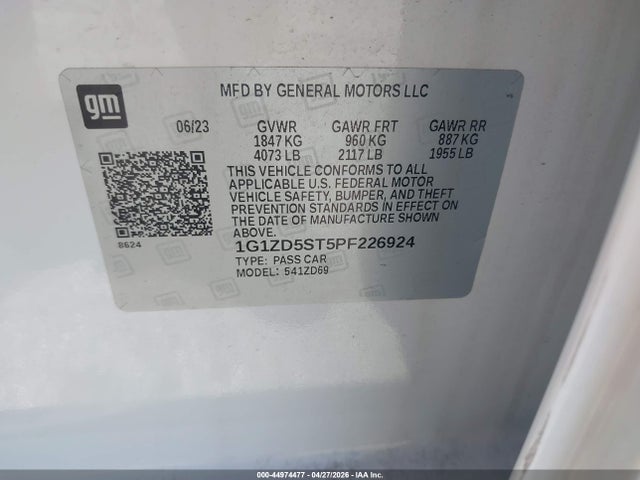 2023 Chevrolet Malibu Fwd 1lt მანქანა იყიდება აუქციონზე, vin: 1G1ZD5ST5PF226924, აუქციონის ნომერი: 44974477