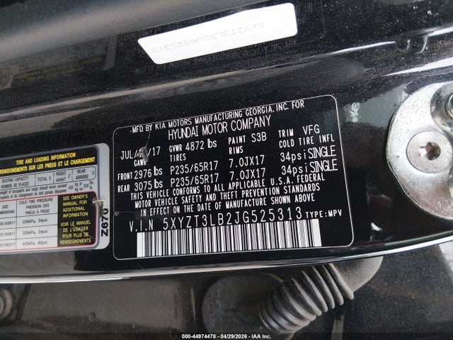 2018 Hyundai Santa Fe Sport 2.4l მანქანა იყიდება აუქციონზე, vin: 5XYZT3LB2JG525313, აუქციონის ნომერი: 44974478