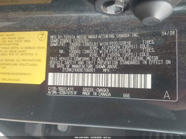 Продаж на аукціоні авто 2009 Lexus Rx 350, vin: 2T2HK31U69C106001, номер лоту: 44974493