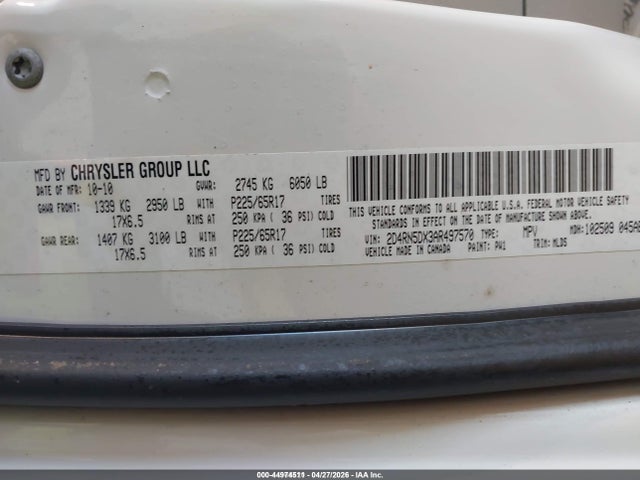 Продажа на аукционе авто 2010 Dodge Grand Caravan Sxt, vin: 2D4RN5DX3AR497570, номер лота: 44974511
