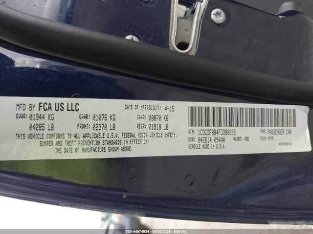 2015 Dodge Dart Sxt მანქანა იყიდება აუქციონზე, vin: 1C3CDFBB4FD390335, აუქციონის ნომერი: 44974534