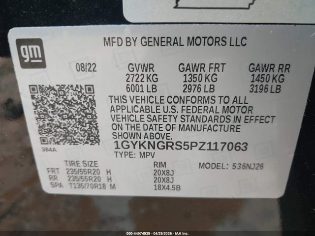 Aukcja sprzedaży 2023 Cadillac Xt5 Awd Sport, vin: 1GYKNGRS5PZ117063, numer aukcji: 44974539