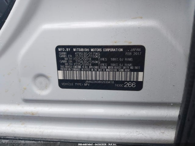 Продажа на аукционе авто 2017 Mitsubishi Outlander Es, vin: JA4AZ2A38HZ039418, номер лота: 44974547
