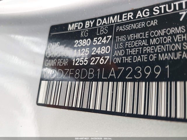 Aukcja sprzedaży 2020 Mercedes-benz E 350, vin: WDDZF8DB1LA723991, numer aukcji: 44974621