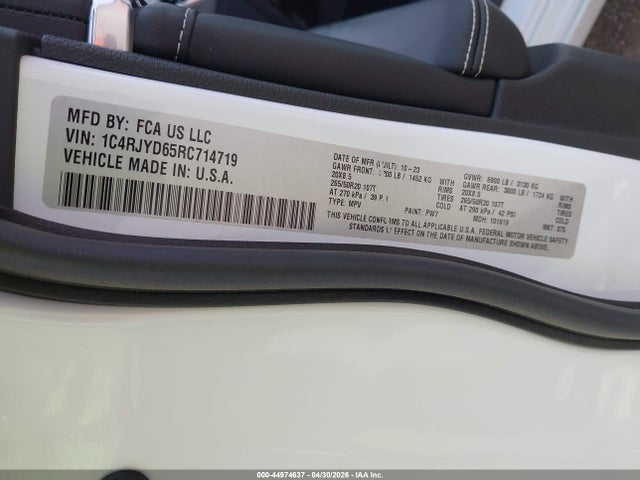 Aukcja sprzedaży 2024 Jeep Grand Cherokee 4xe Overland, vin: 1C4RJYD65RC714719, numer aukcji: 44974637