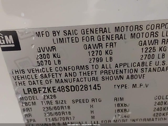 Продажа на аукционе авто 2025 Buick Envision Preferred Awd, vin: LRBFZKE48SD028145, номер лота: 44974677