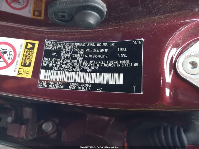 Toyota Highlander Xle 2017 5TDJZRFH4HS478782 Image 9