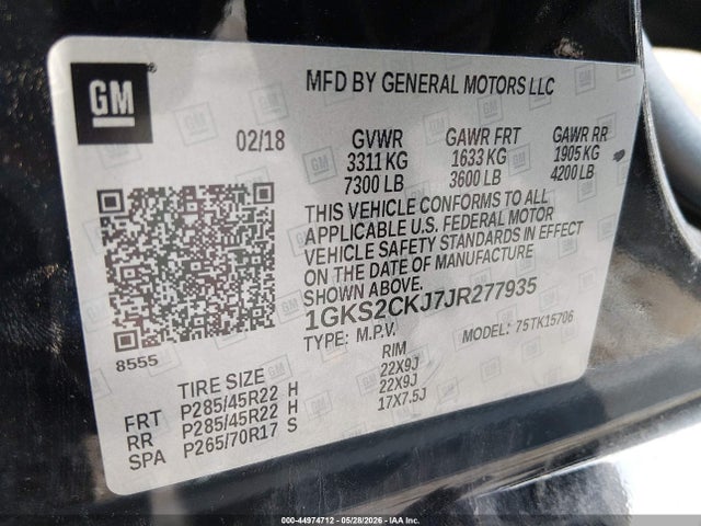 Aukcja sprzedaży 2018 Gmc Yukon Denali, vin: 1GKS2CKJ7JR277935, numer aukcji: 44974712