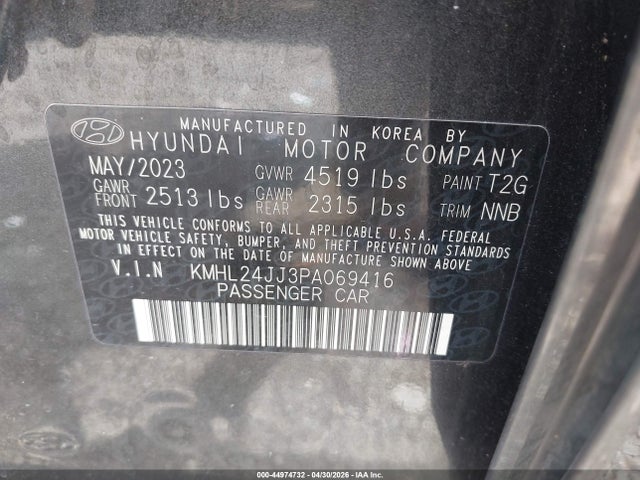 KMHL24JJ3PA069416 Hyundai Sonata Hybrid Blue