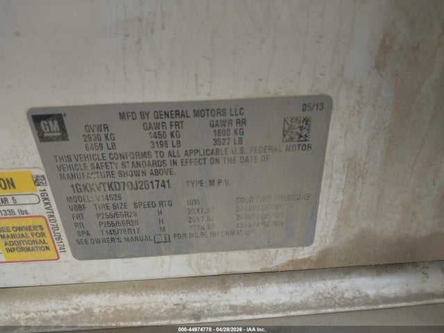 2013 Gmc Acadia Denali მანქანა იყიდება აუქციონზე, vin: 1GKKVTKD7DJ261741, აუქციონის ნომერი: 44974778