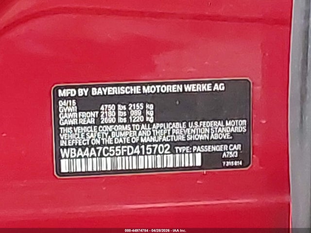 Aukcja sprzedaży 2015 Bmw 428 Gran Coupe Xdrive, vin: WBA4A7C55FD415702, numer aukcji: 44974784