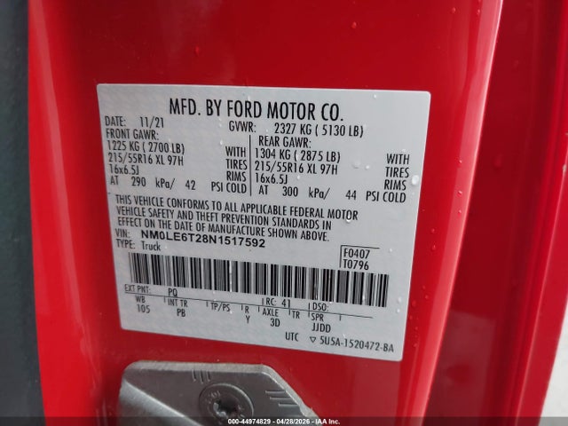 Продажа на аукционе авто 2022 Ford Transit Connect Xlt, vin: NM0LE6T28N1517592, номер лота: 44974829