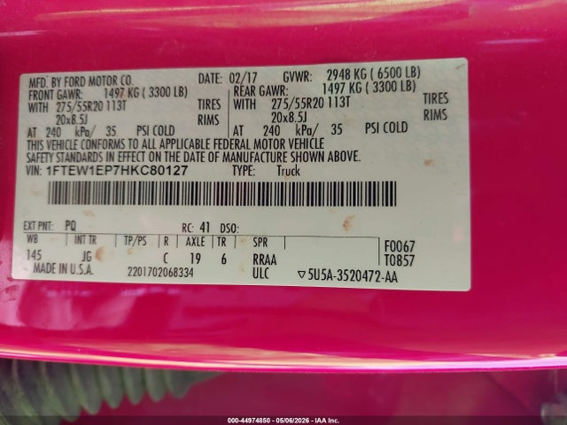 1FTEW1EP7HKC80127 Ford F-150 Xl