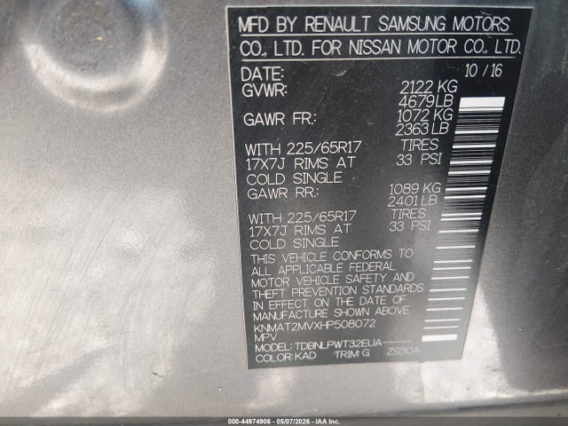 Продаж на аукціоні авто 2017 Nissan Rogue S, vin: KNMAT2MVXHP508072, номер лоту: 44974906