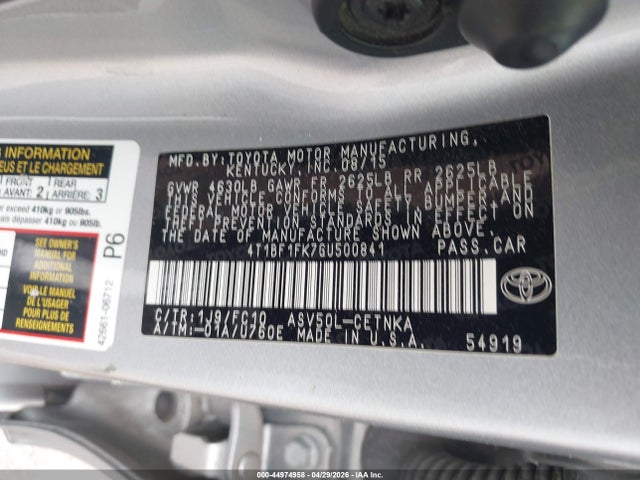 Aukcja sprzedaży 2016 Toyota Camry Le, vin: 4T1BF1FK7GU500841, numer aukcji: 44974958