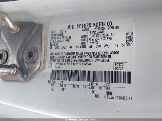 44974968 :رقم المزاد ، NM0LS7E71H1303264 vin ، 2017 Ford Transit Connect Xl مزاد بيع