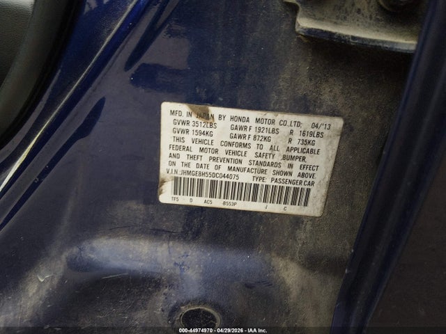 2013 Honda Fit Sport მანქანა იყიდება აუქციონზე, vin: JHMGE8H55DC044075, აუქციონის ნომერი: 44974970