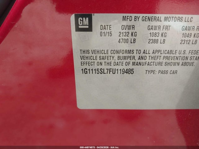 Продажа на аукционе авто 2015 Chevrolet Impala 1lt, vin: 1G1115SL7FU119485, номер лота: 44974975